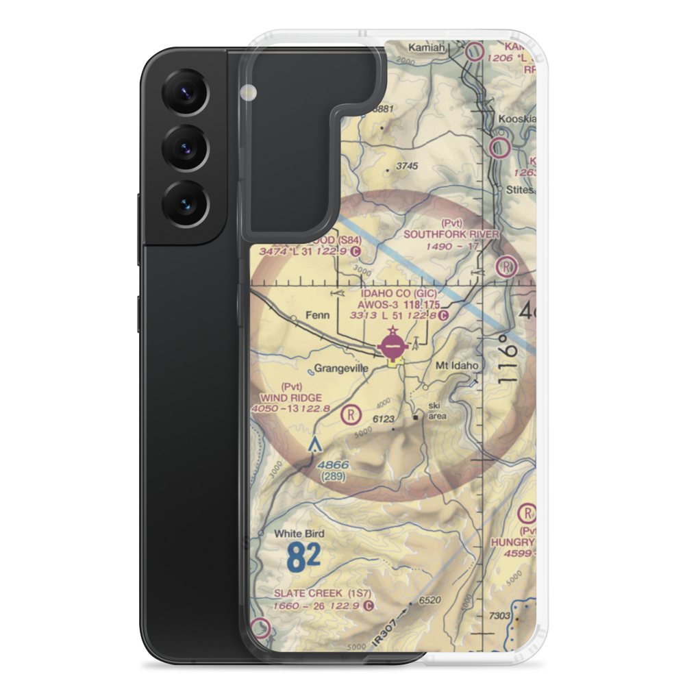Idaho County Airport (GIC) VFR Sectional Samsung Case Samsung Galaxy S22 Plus model shown