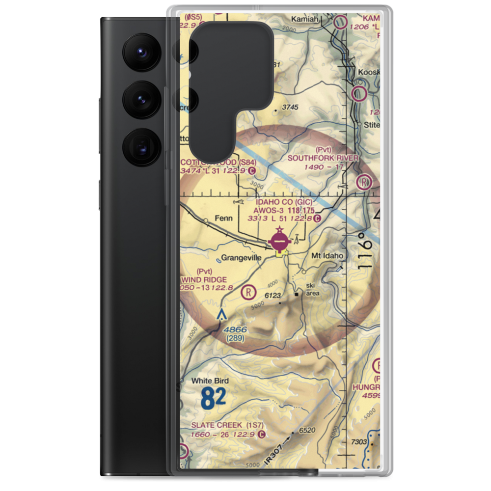 Idaho County Airport (GIC) VFR Sectional Samsung Case Samsung Galaxy S22 Ultra model shown