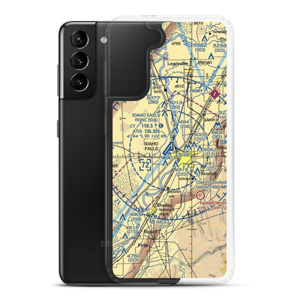 Idaho Falls Regional Airport (IDA) VFR Sectional Samsung Case Samsung Galaxy S21 Plus model shown