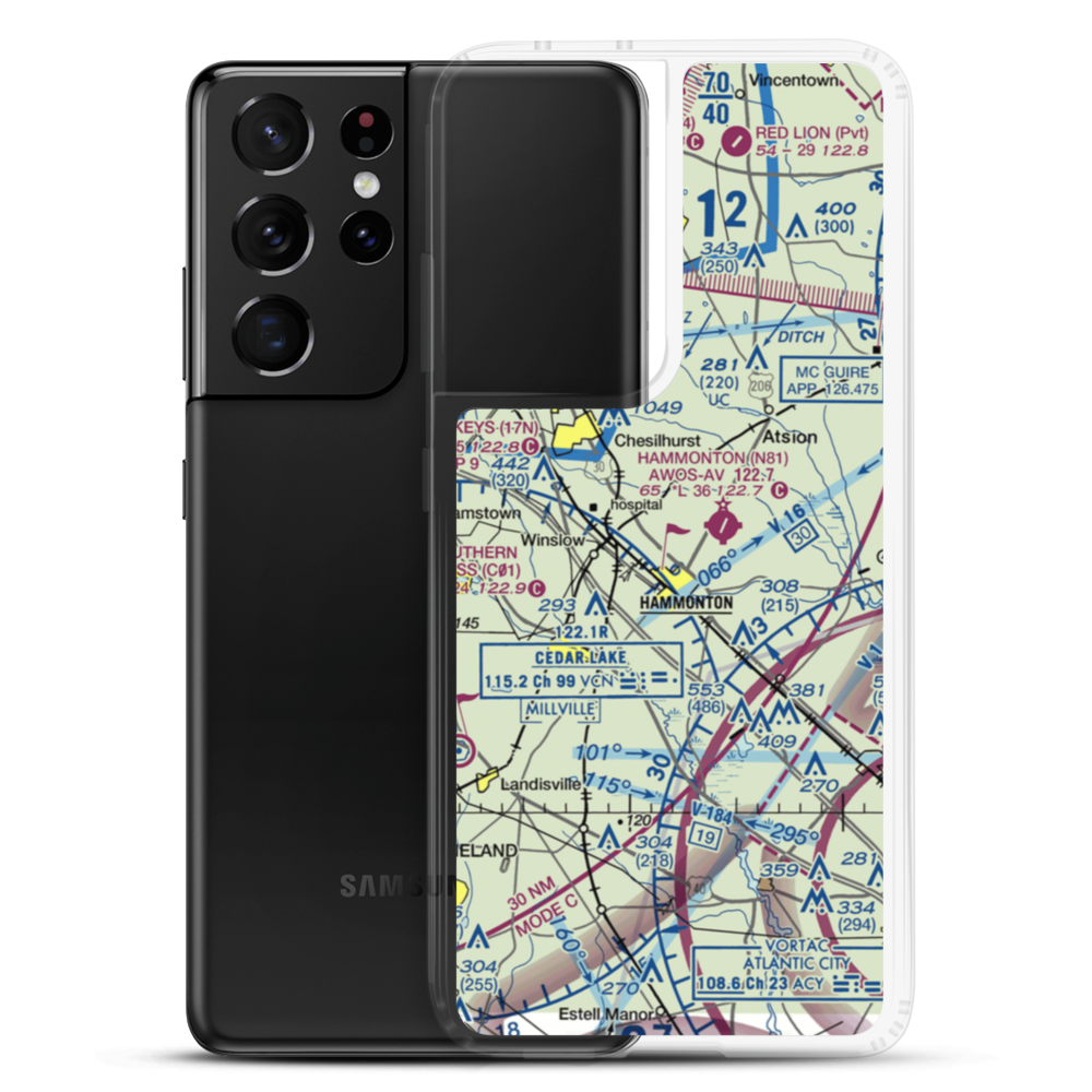 Ideal Mfg Corp Airport (NJ69) VFR Sectional Samsung Case Samsung Galaxy S21 Ultra model shown