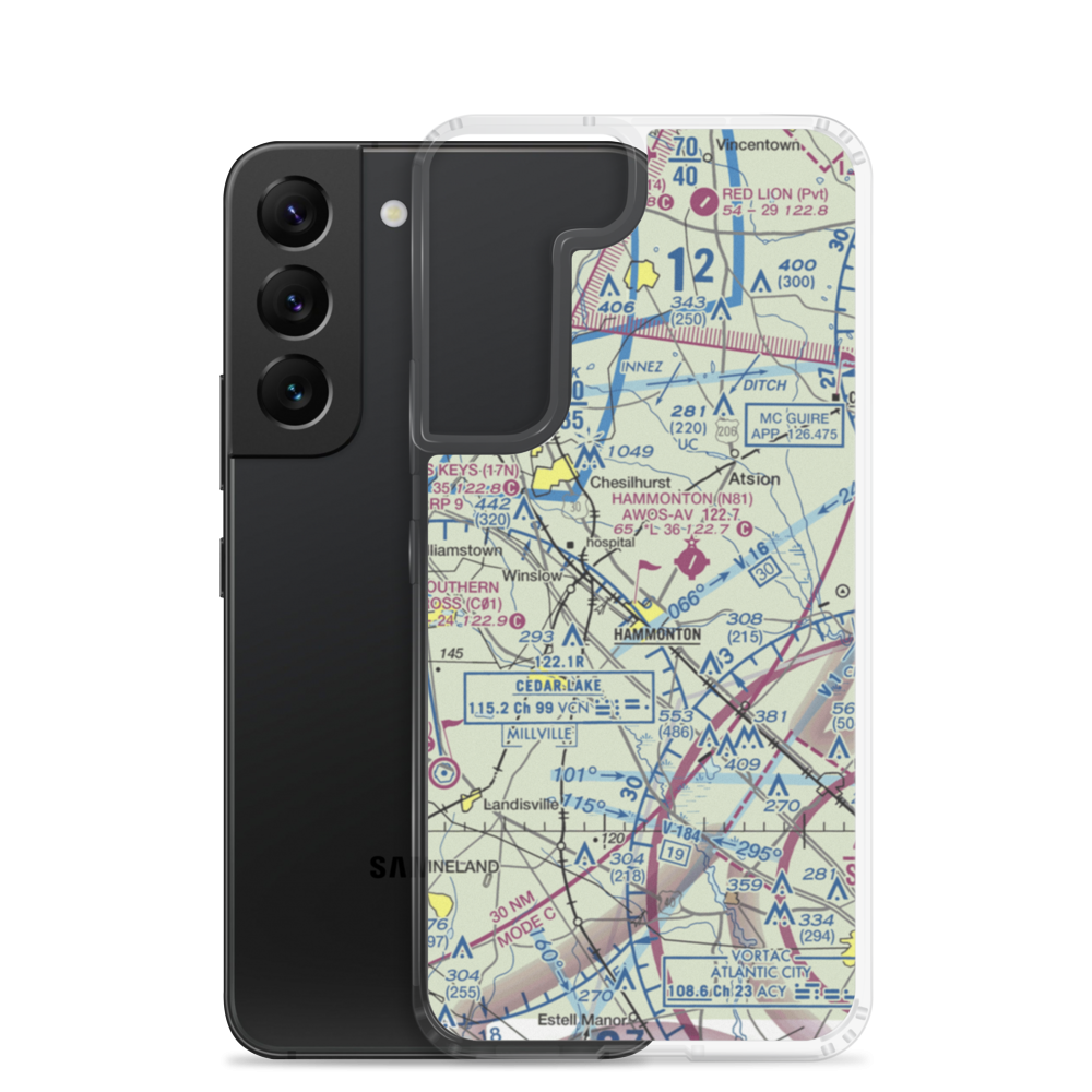 Ideal Mfg Corp Airport (NJ69) VFR Sectional Samsung Case Samsung Galaxy S22 model shown