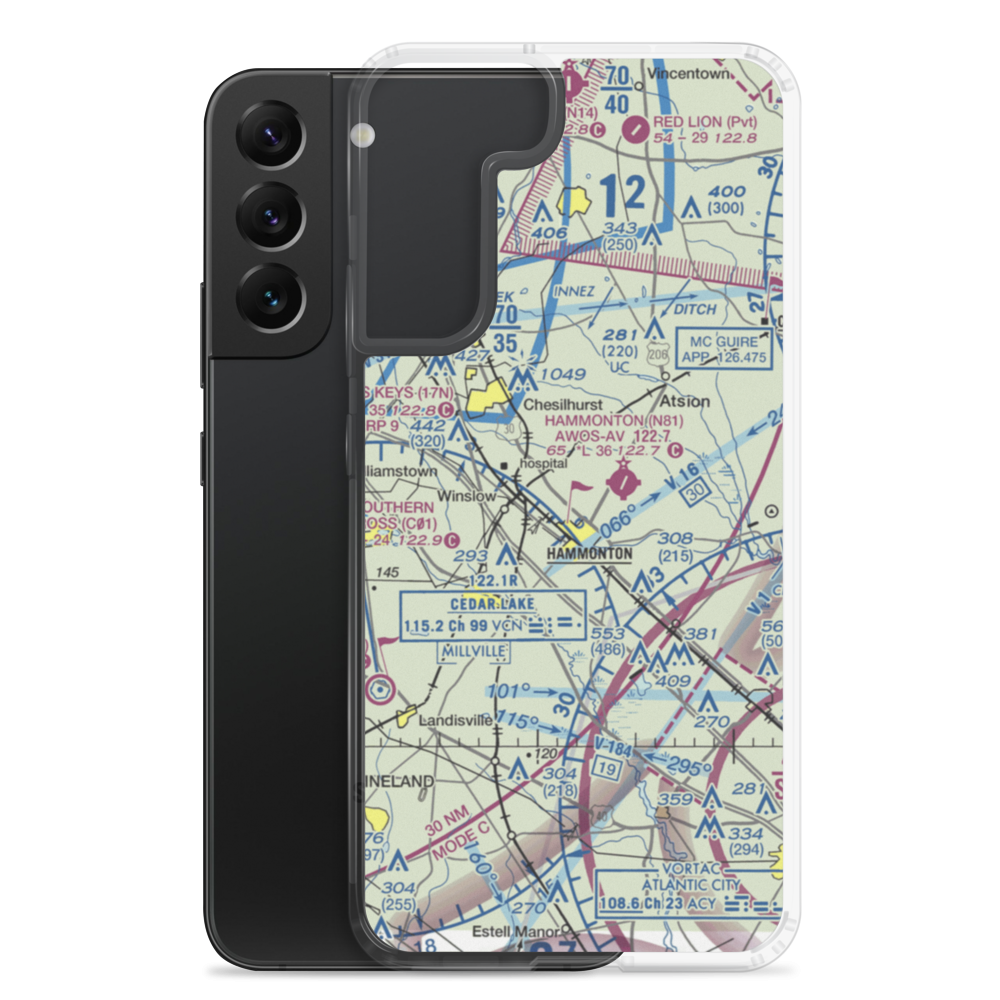 Ideal Mfg Corp Airport (NJ69) VFR Sectional Samsung Case Samsung Galaxy S22 Plus model shown