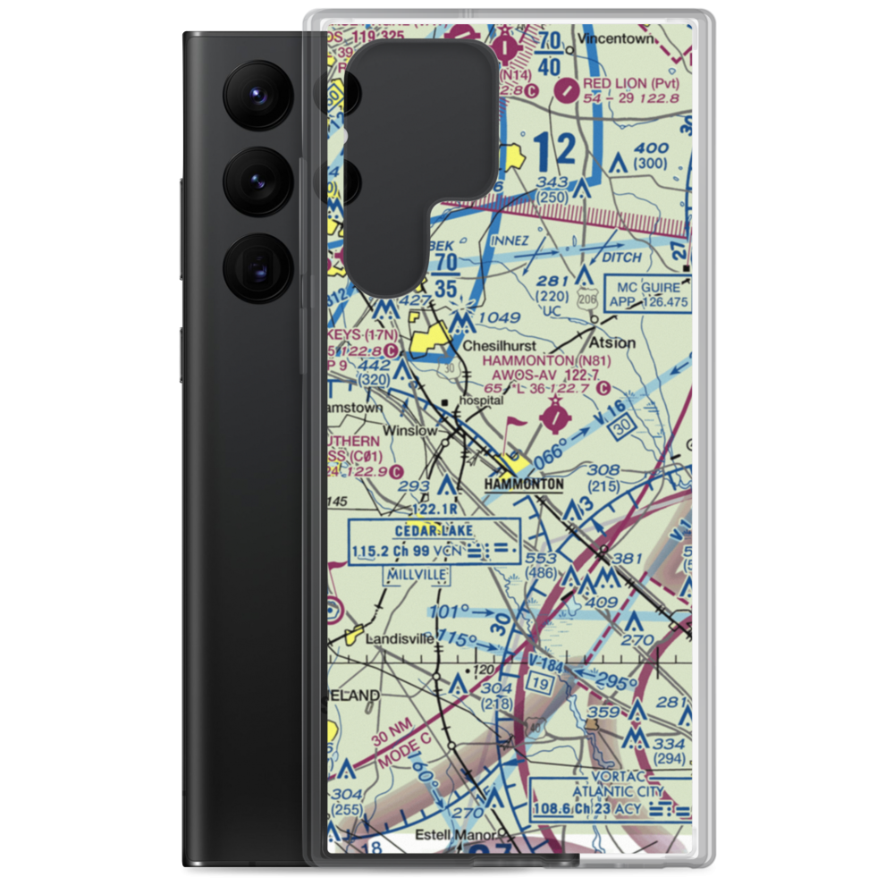 Ideal Mfg Corp Airport (NJ69) VFR Sectional Samsung Case Samsung Galaxy S22 Ultra model shown