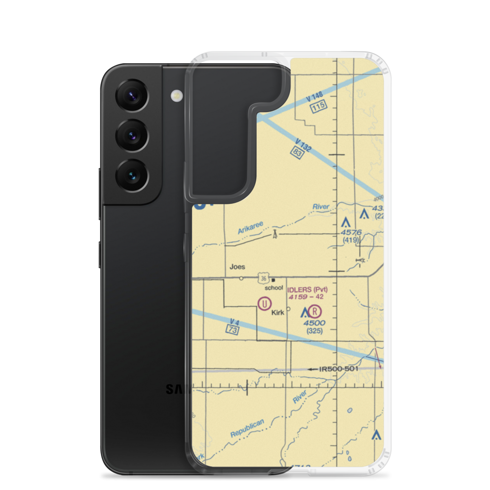 Idler Bro's Airport (72CO) VFR Sectional Samsung Case Samsung Galaxy S22 model shown