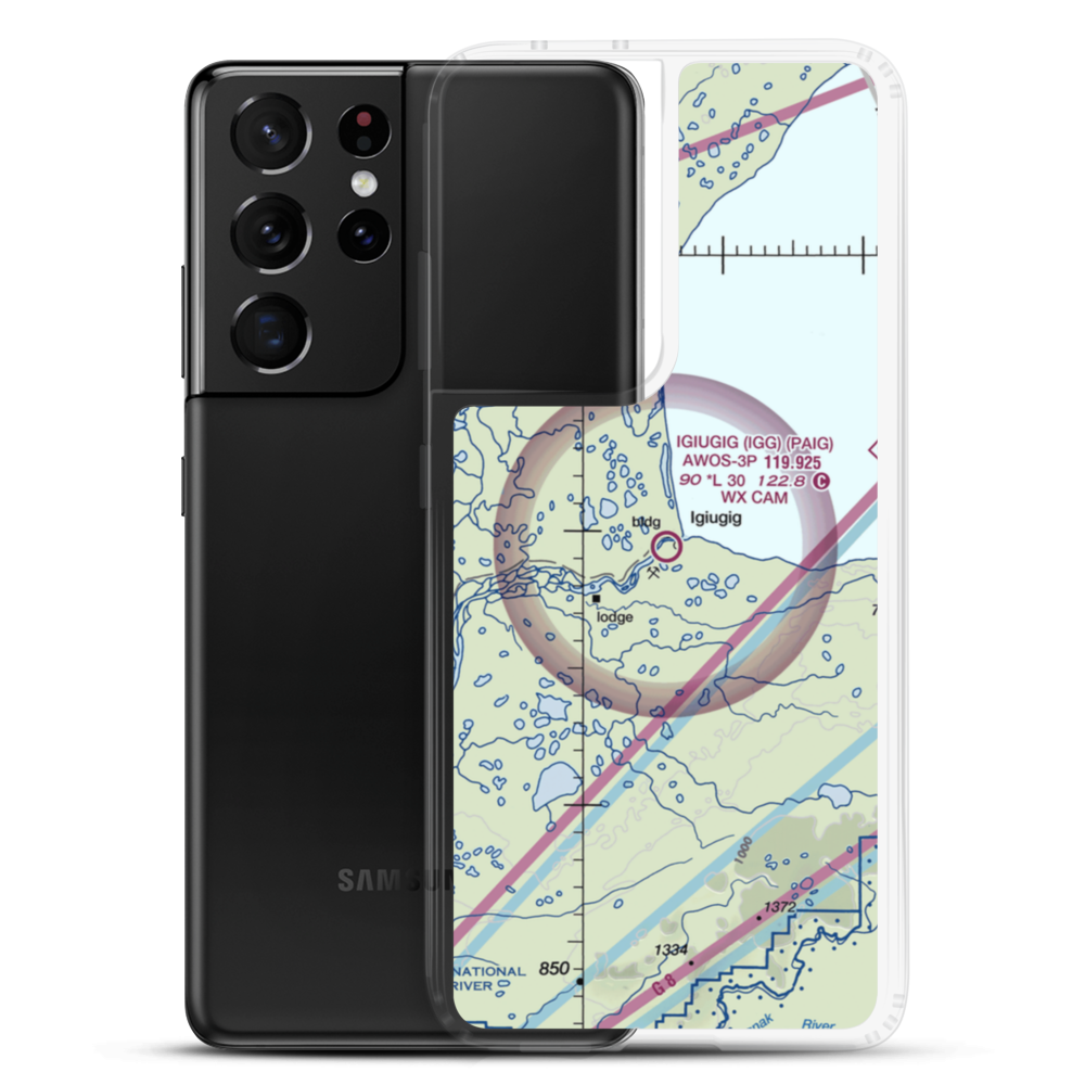 Igiugig Airport (IGG) VFR Sectional Samsung Case Samsung Galaxy S21 Ultra model shown