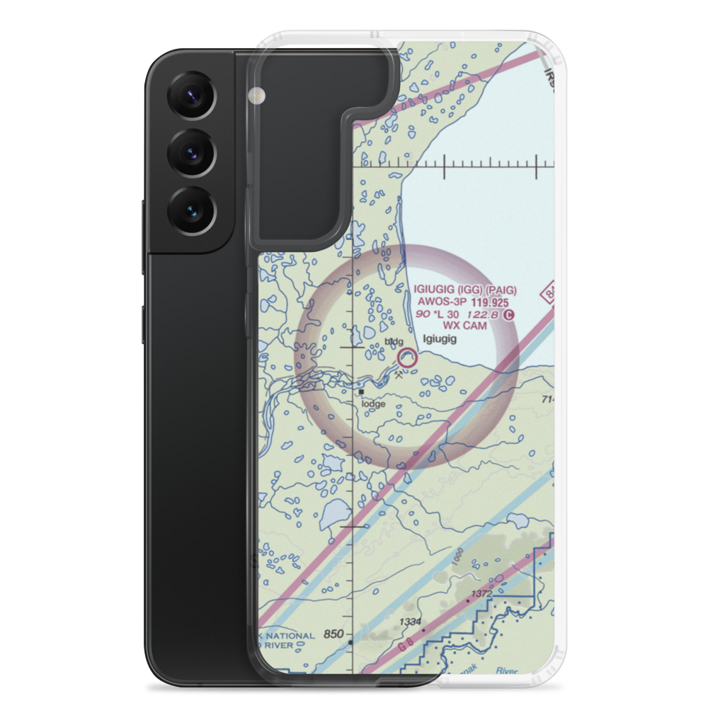 Igiugig Airport (IGG) VFR Sectional Samsung Case Samsung Galaxy S22 Plus model shown