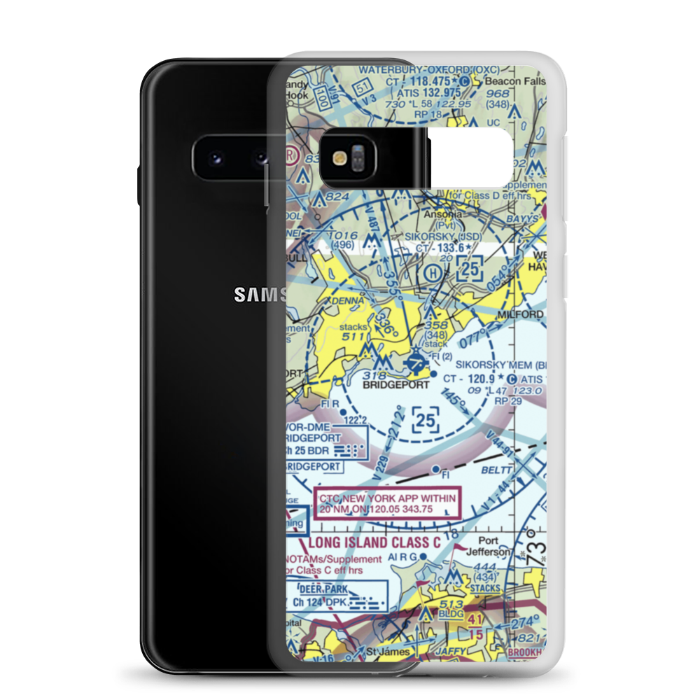 Igor I Sikorsky Memorial Airport (BDR) VFR Sectional Samsung Case Samsung Galaxy S10 model shown