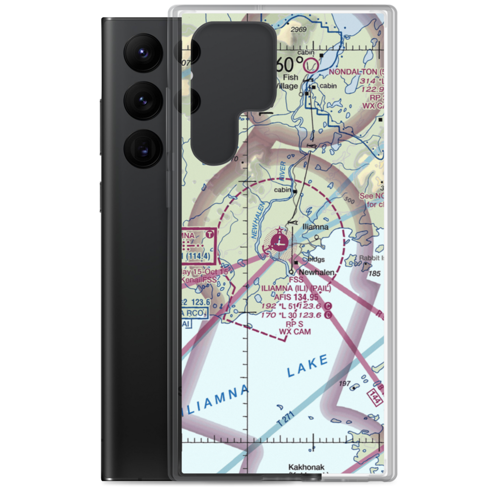 Iliamna Airport (ILI) VFR Sectional Samsung Case Samsung Galaxy S22 Ultra model shown
