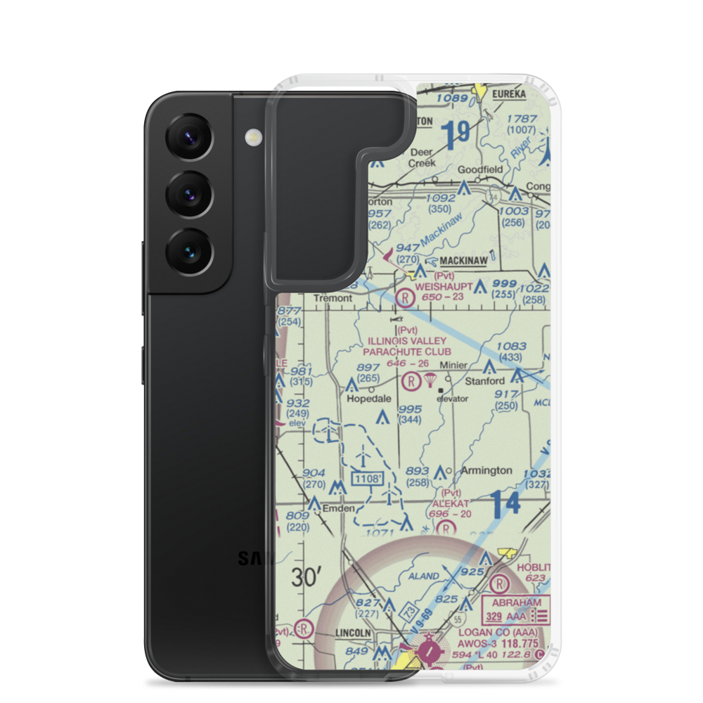 Illinois Valley Parachute Club Airport (81IL) VFR Sectional Samsung Case Samsung Galaxy S22 model shown