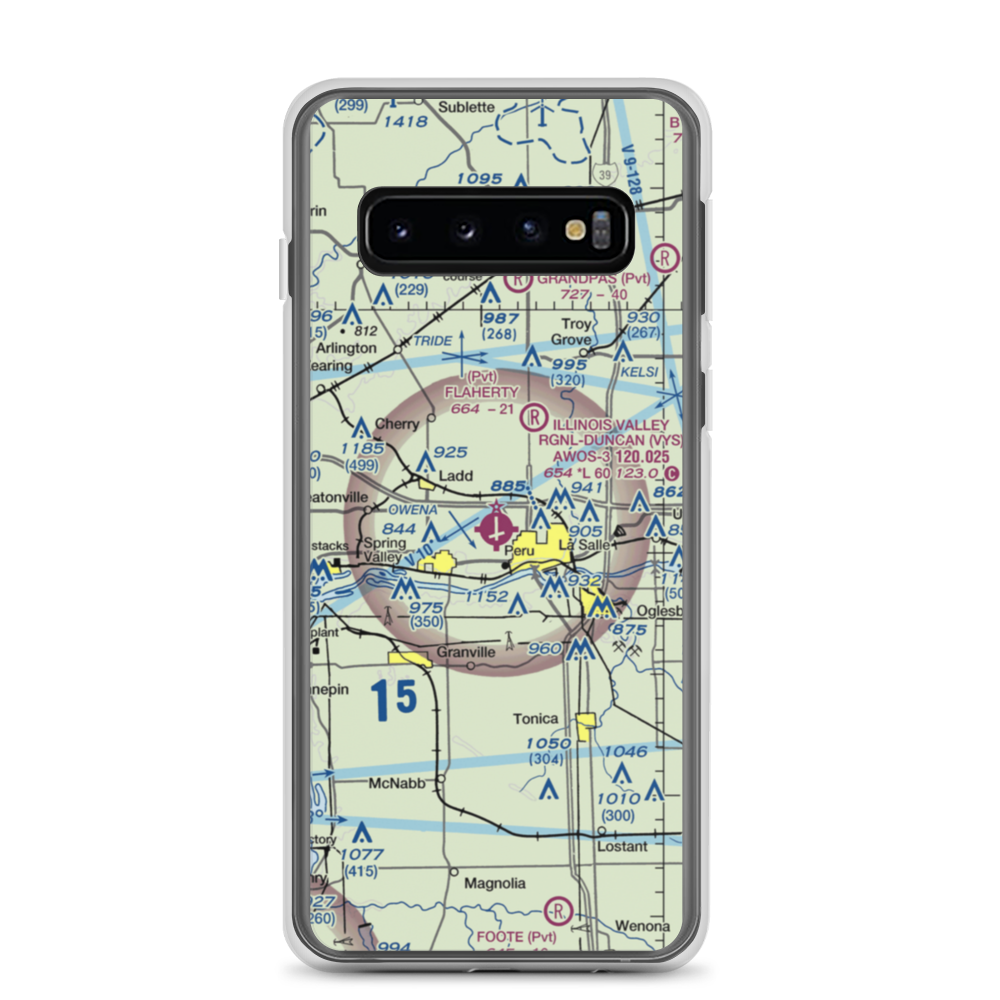 Illinois Valley Regional Airport-Walter A Duncan Field (VYS) VFR Sectional Samsung Case Samsung Galaxy S10 model shown