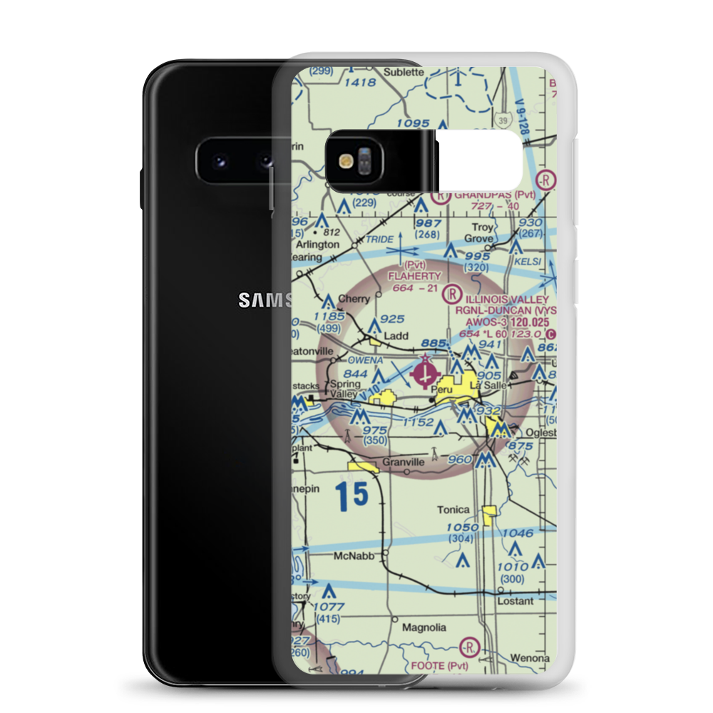 Illinois Valley Regional Airport-Walter A Duncan Field (VYS) VFR Sectional Samsung Case Samsung Galaxy S10 model shown