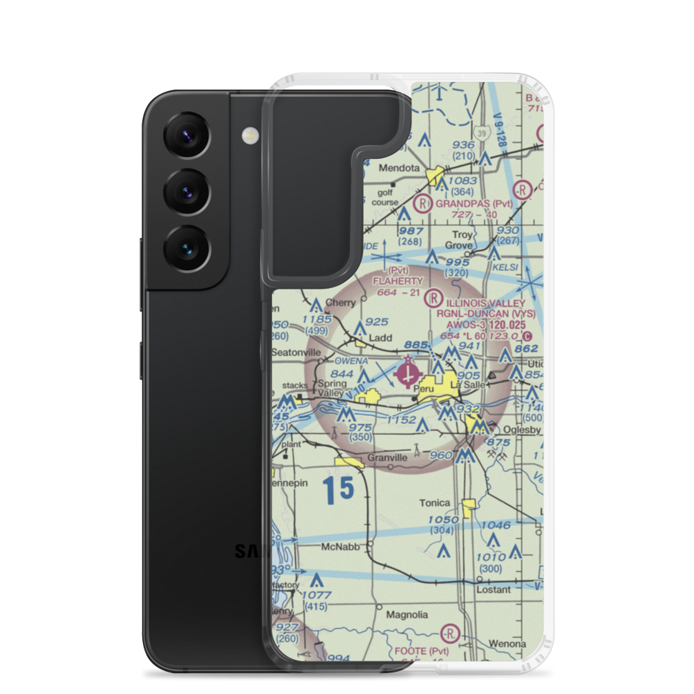 Illinois Valley Regional Airport-Walter A Duncan Field (VYS) VFR Sectional Samsung Case Samsung Galaxy S22 model shown