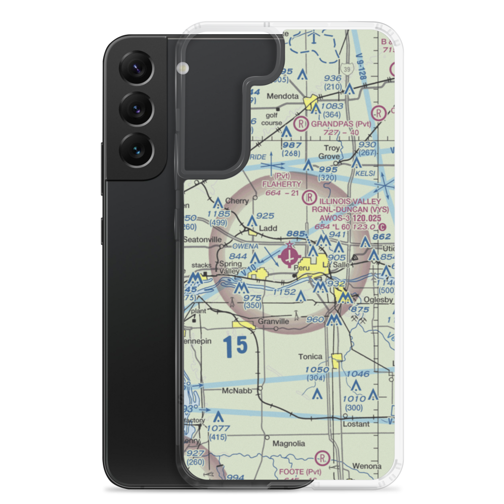 Illinois Valley Regional Airport-Walter A Duncan Field (VYS) VFR Sectional Samsung Case Samsung Galaxy S22 Plus model shown