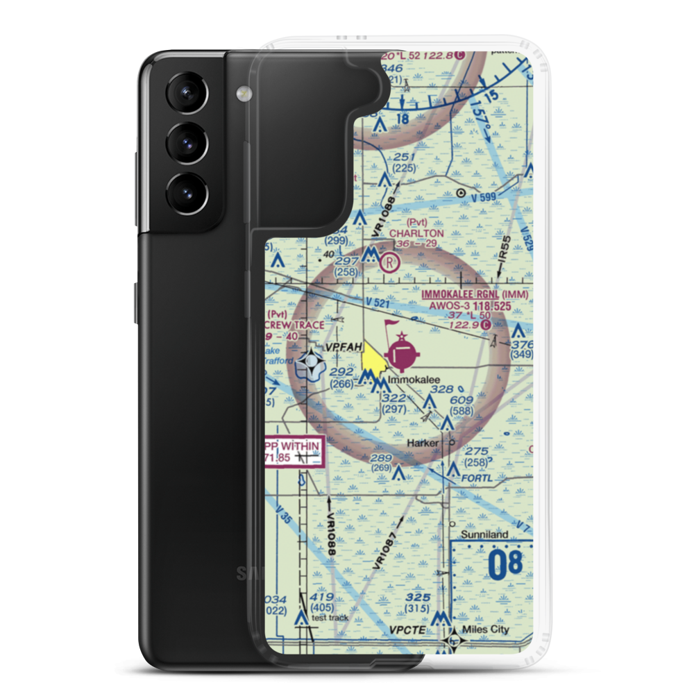 Immokalee Regional Airport (IMM) VFR Sectional Samsung Case Samsung Galaxy S21 Plus model shown