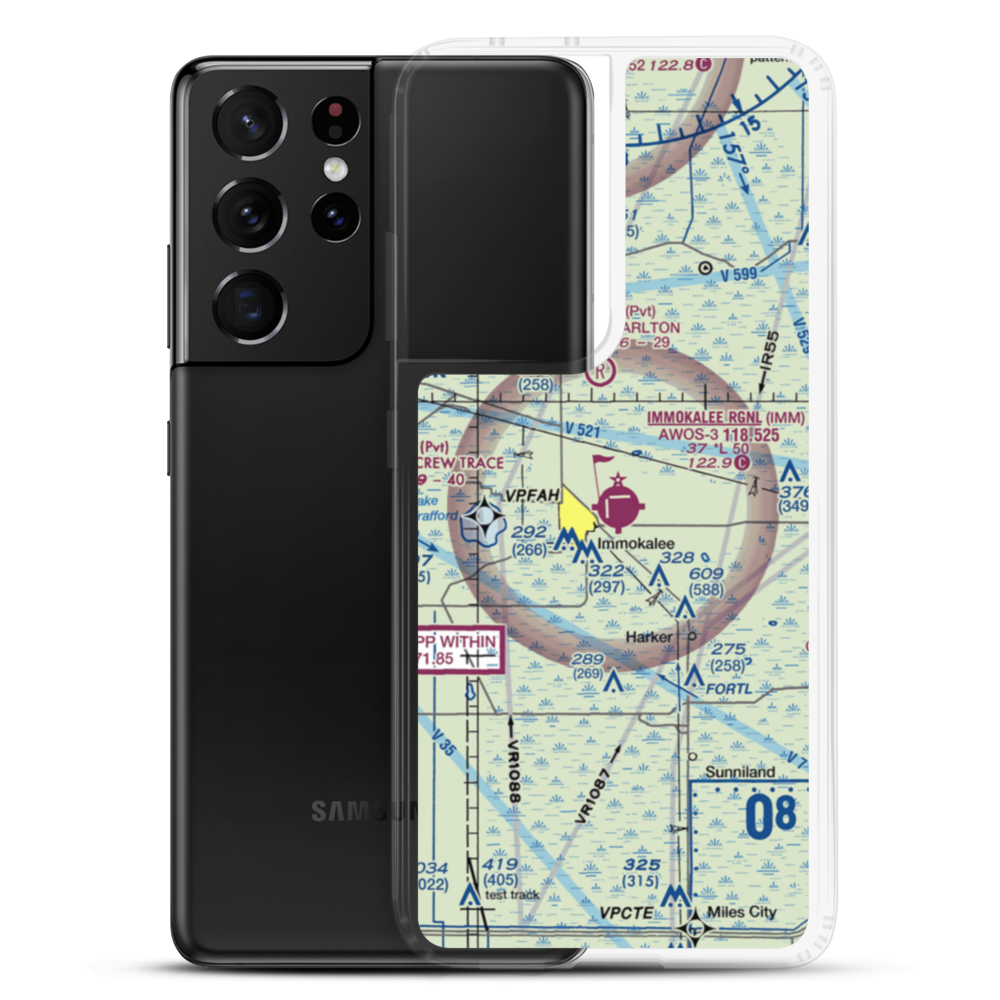 Immokalee Regional Airport (IMM) VFR Sectional Samsung Case Samsung Galaxy S21 Ultra model shown