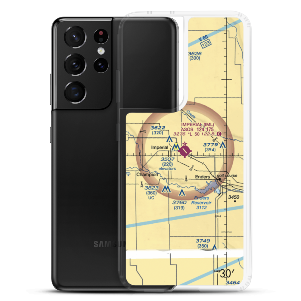 Imperial Municipal Airport (IML) VFR Sectional Samsung Case Samsung Galaxy S21 Ultra model shown