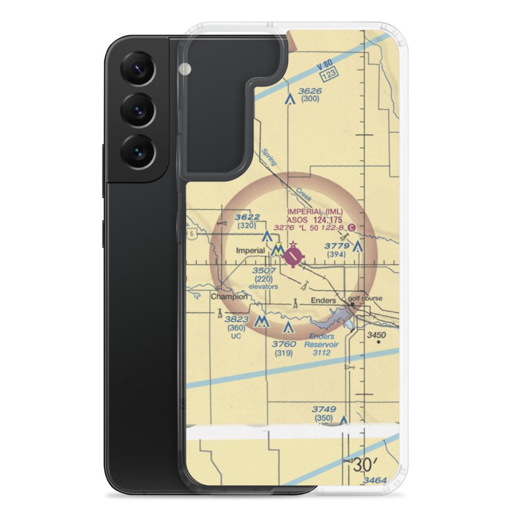 Imperial Municipal Airport (IML) VFR Sectional Samsung Case Samsung Galaxy S22 Plus model shown