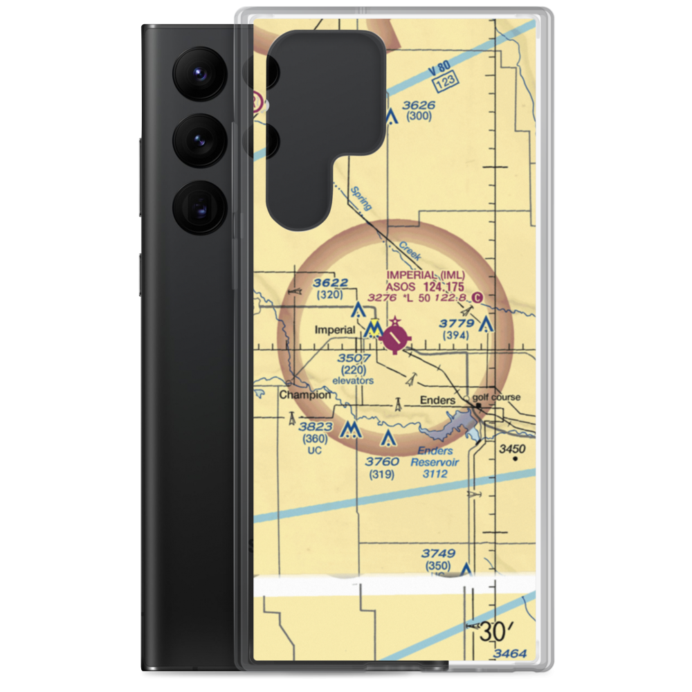 Imperial Municipal Airport (IML) VFR Sectional Samsung Case Samsung Galaxy S22 Ultra model shown