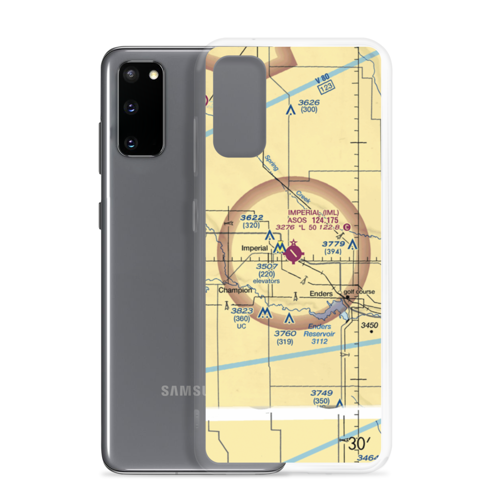 Imperial Municipal Airport (IML) VFR Sectional Samsung Case Samsung Galaxy S20 model shown