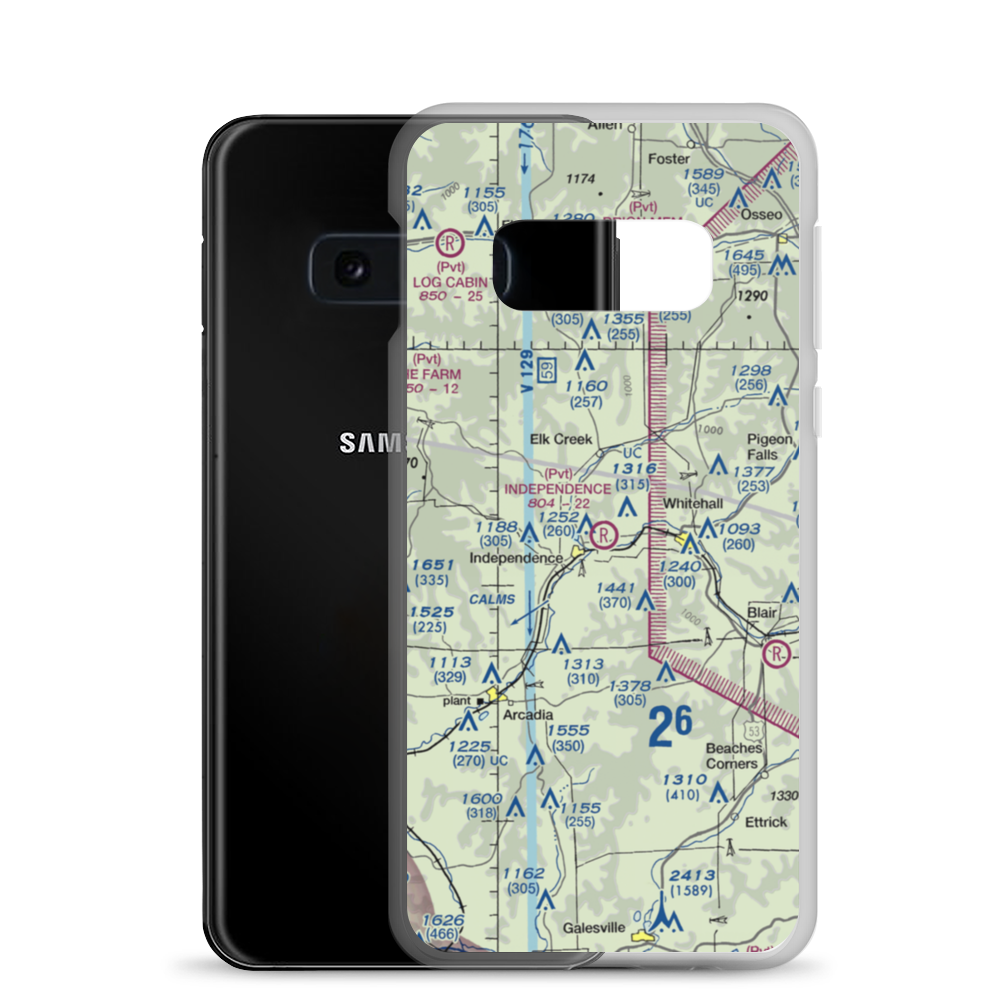 Independence Airport (5WI6) VFR Sectional Samsung Case Samsung Galaxy S10e model shown