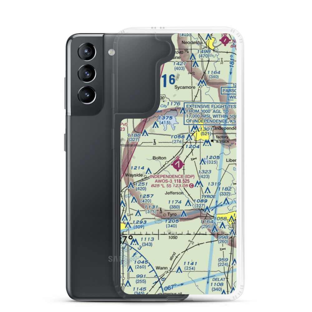 Independence Municipal Airport (IDP) VFR Sectional Samsung Case Samsung Galaxy S21 model shown