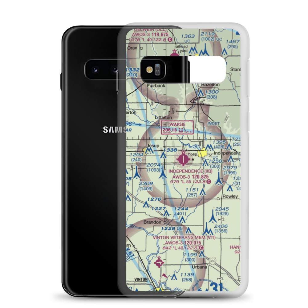Independence Municipal Airport (IIB) VFR Sectional Samsung Case Samsung Galaxy S10 model shown