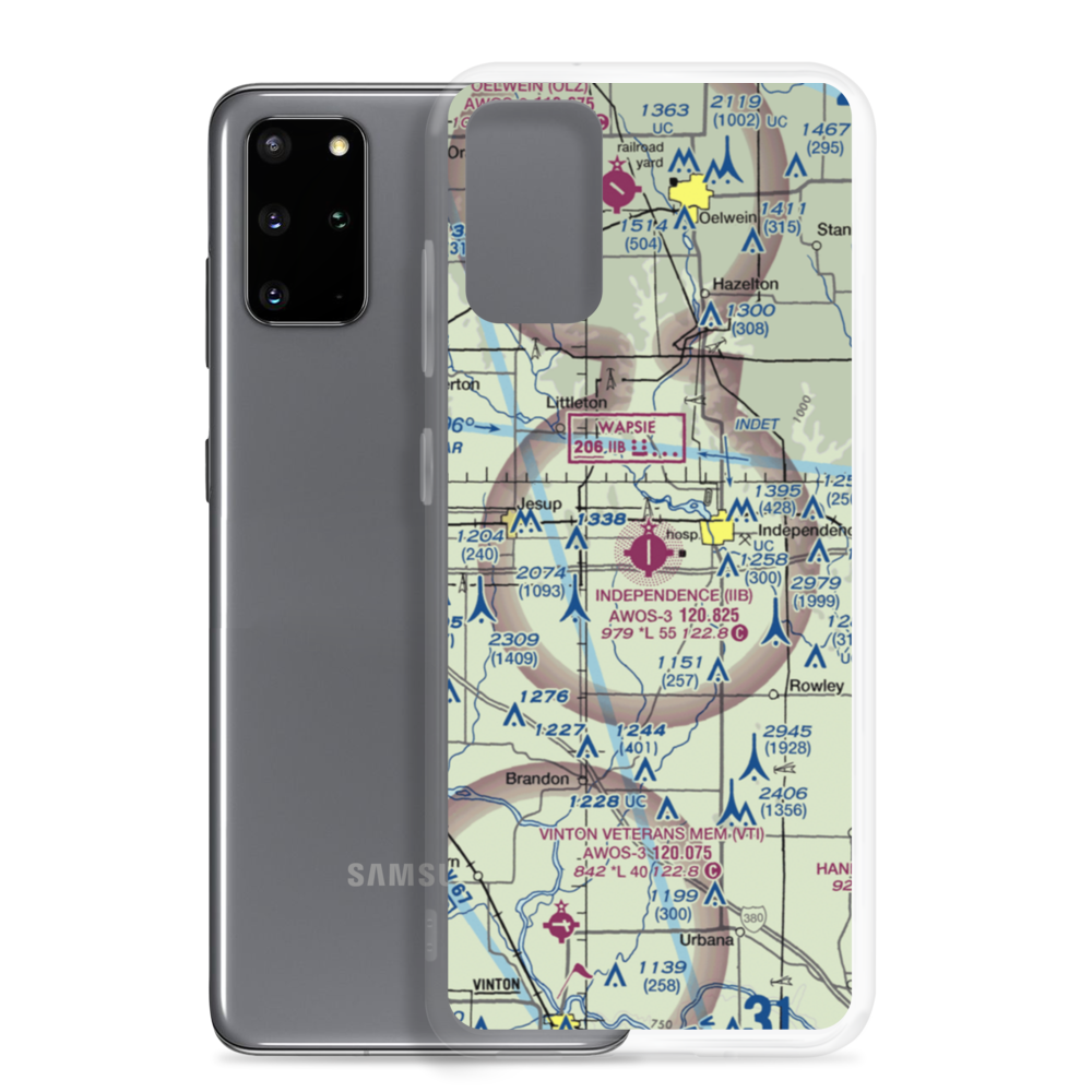 Independence Municipal Airport (IIB) VFR Sectional Samsung Case Samsung Galaxy S20 Plus model shown