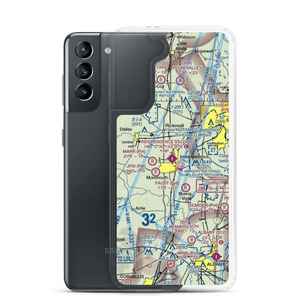 Independence State Airport (7S5) VFR Sectional Samsung Case Samsung Galaxy S21 model shown