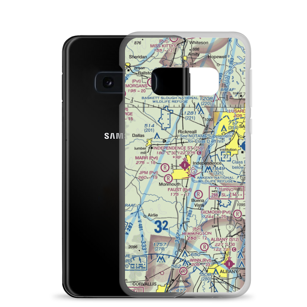 Independence State Airport (7S5) VFR Sectional Samsung Case Samsung Galaxy S10e model shown