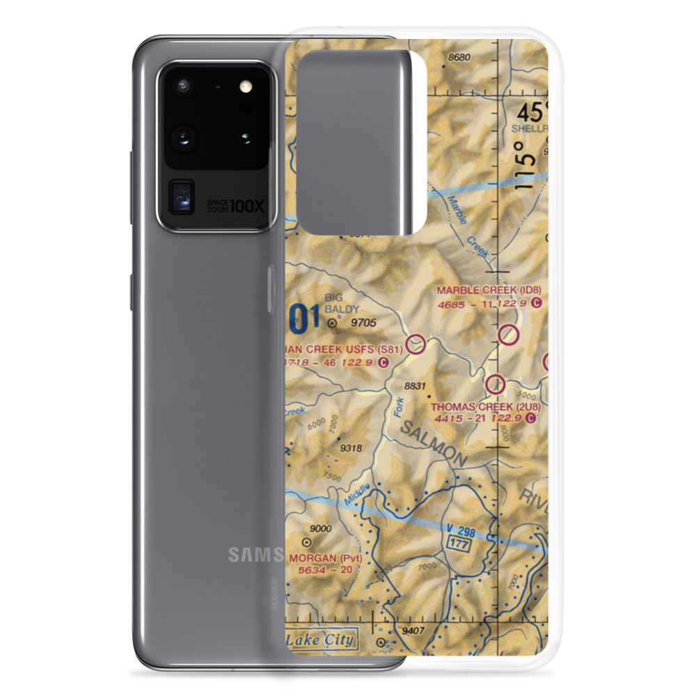 Indian Creek US Forest Service Airport (S81) VFR Sectional Samsung Case Samsung Galaxy S20 Ultra model shown