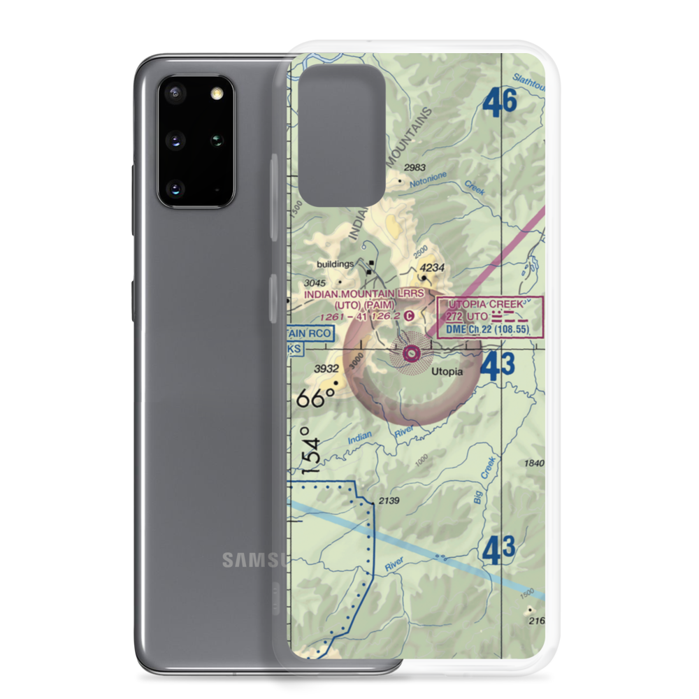 Indian Mountain LRRS Airport (UTO) VFR Sectional Samsung Case Samsung Galaxy S20 Plus model shown