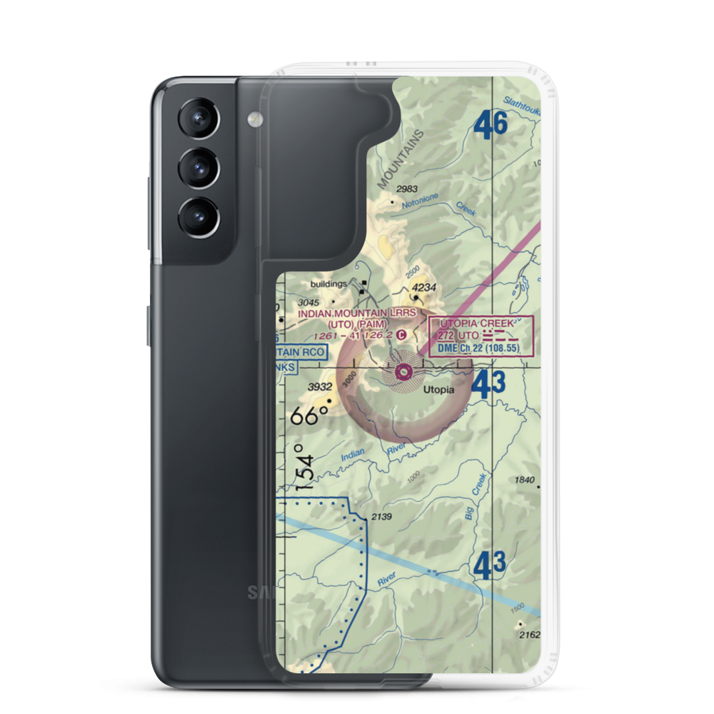 Indian Mountain LRRS Airport (UTO) VFR Sectional Samsung Case Samsung Galaxy S21 model shown