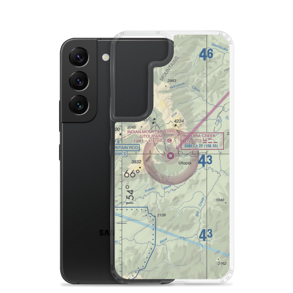 Indian Mountain LRRS Airport (UTO) VFR Sectional Samsung Case Samsung Galaxy S22 model shown