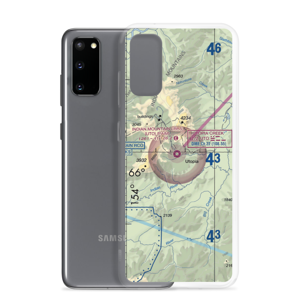 Indian Mountain LRRS Airport (UTO) VFR Sectional Samsung Case Samsung Galaxy S20 model shown