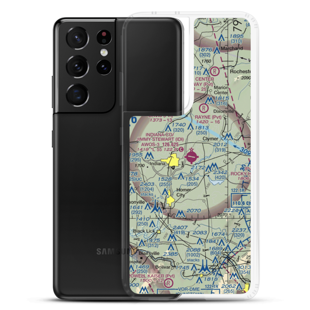 Indiana County/Jimmy Stewart Fld/ Airport (IDI) VFR Sectional Samsung Case Samsung Galaxy S21 Ultra model shown