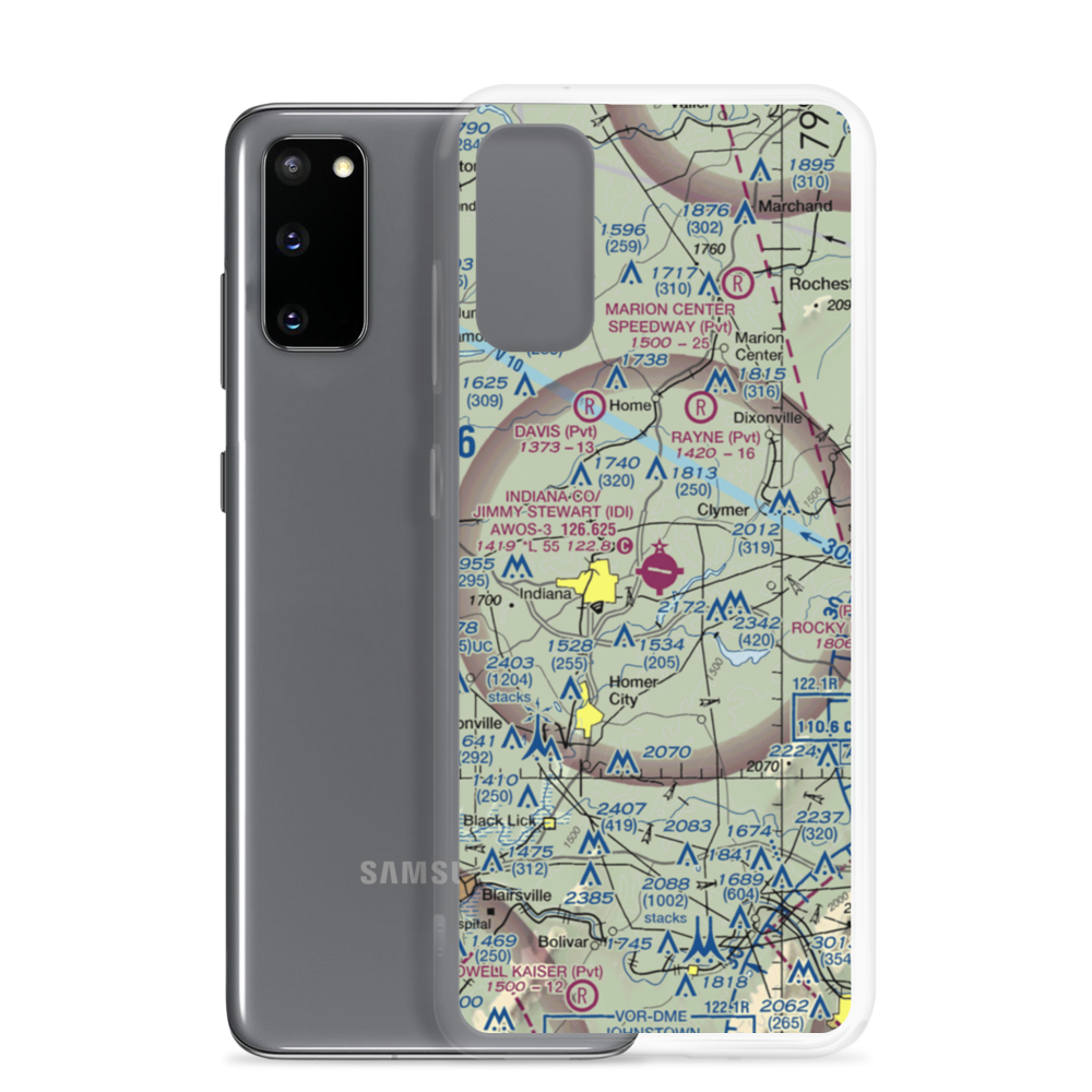 Indiana County/Jimmy Stewart Fld/ Airport (IDI) VFR Sectional Samsung Case Samsung Galaxy S20 model shown