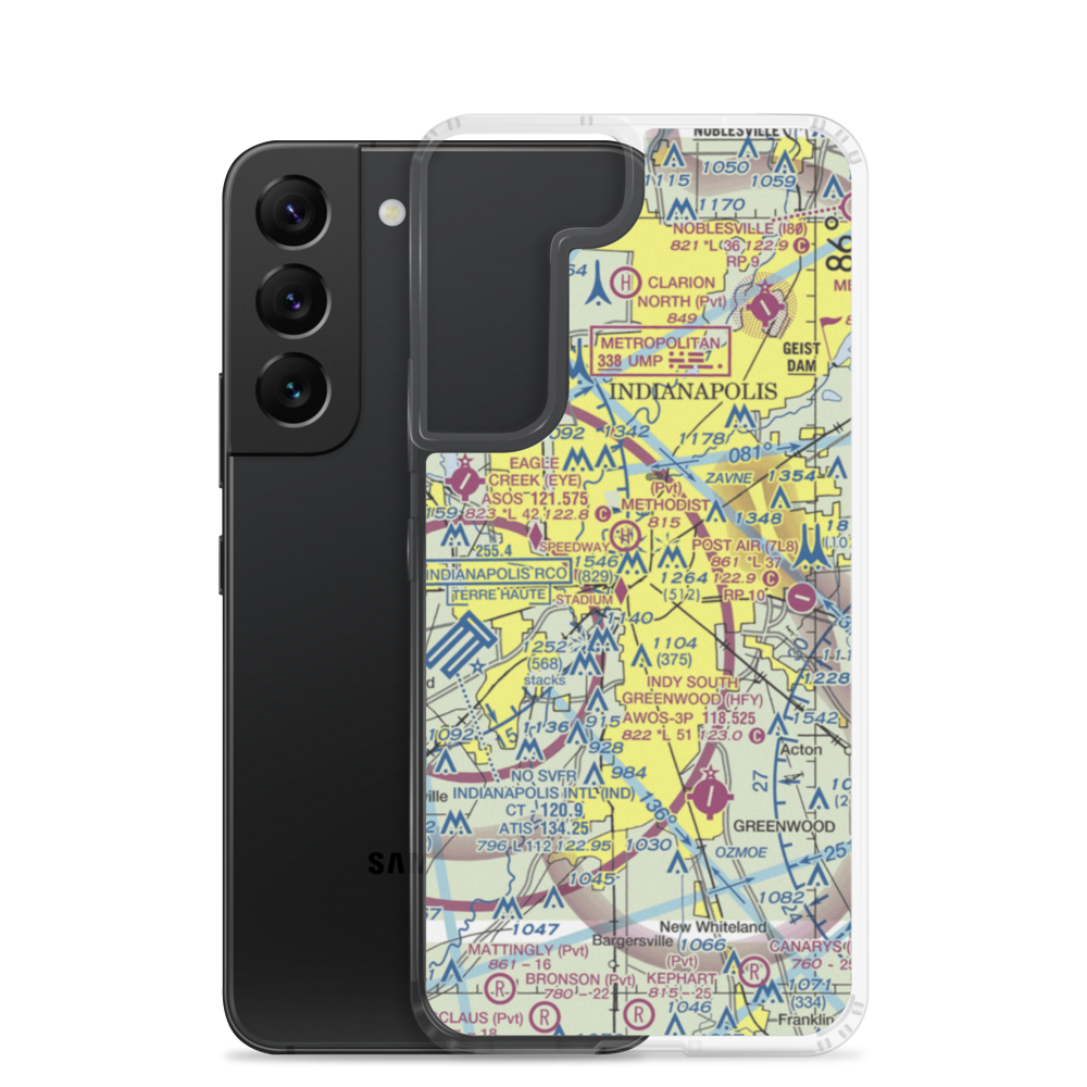 Indianapolis Downtown Heliport (8A4) VFR Sectional Samsung Case Samsung Galaxy S22 model shown