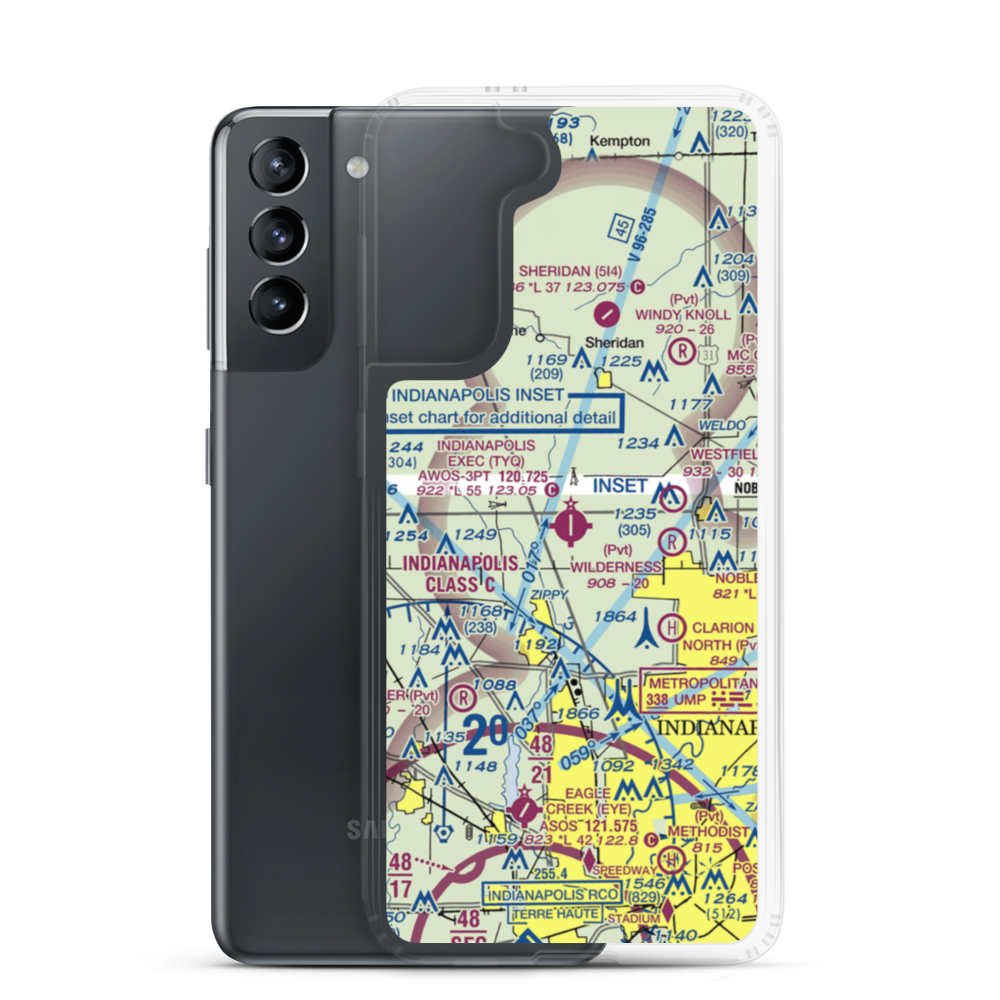 Indianapolis Executive Airport (TYQ) VFR Sectional Samsung Case Samsung Galaxy S21 model shown