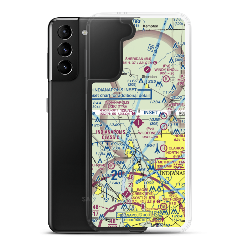 Indianapolis Executive Airport (TYQ) VFR Sectional Samsung Case Samsung Galaxy S21 Plus model shown