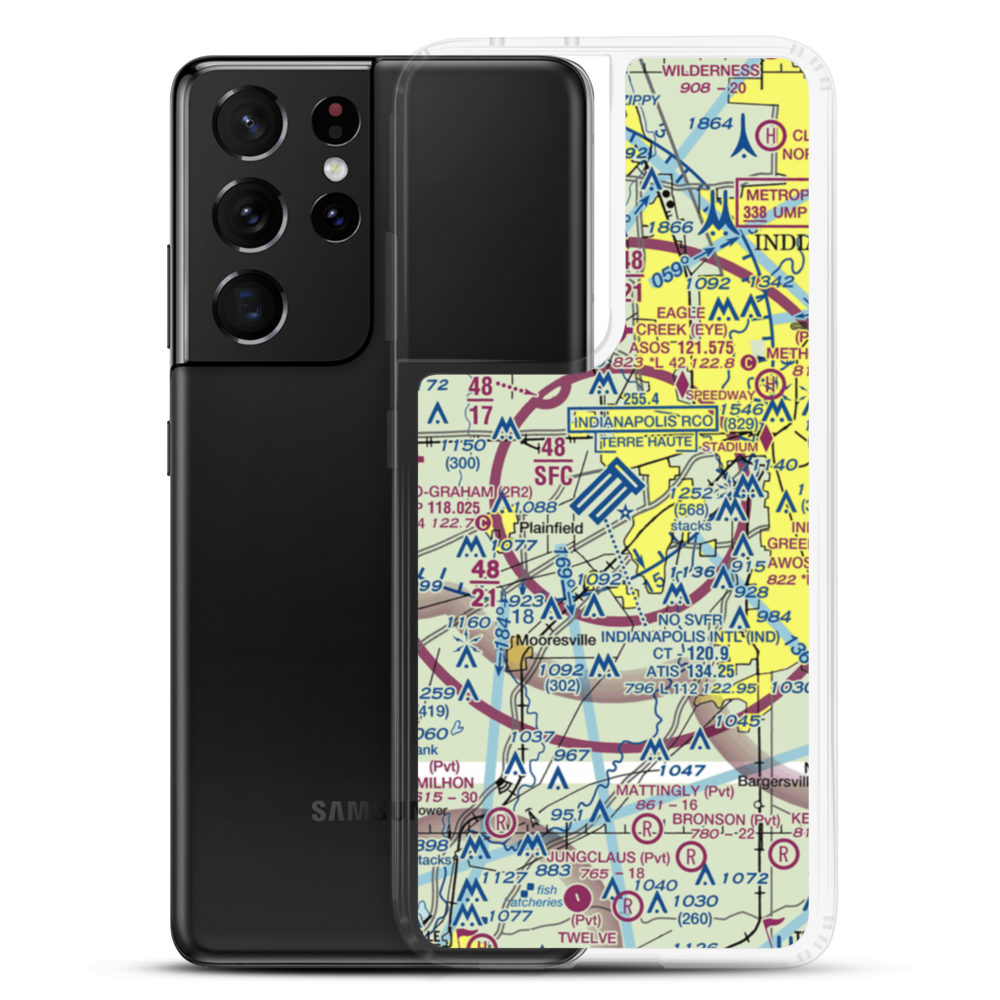 Indianapolis International Airport (IND) VFR Sectional Samsung Case Samsung Galaxy S21 Ultra model shown