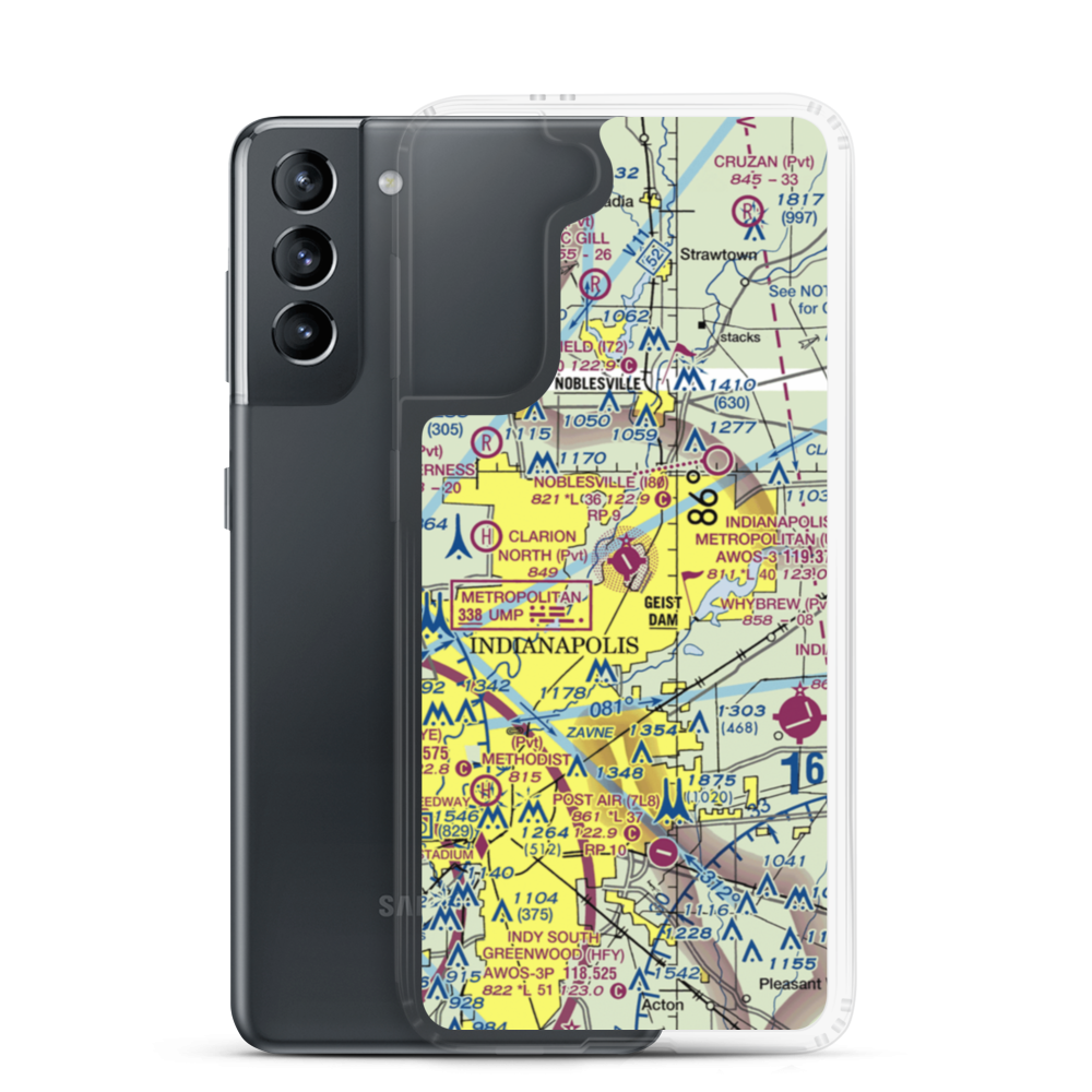 Indianapolis Metropolitan Airport (UMP) VFR Sectional Samsung Case Samsung Galaxy S21 model shown