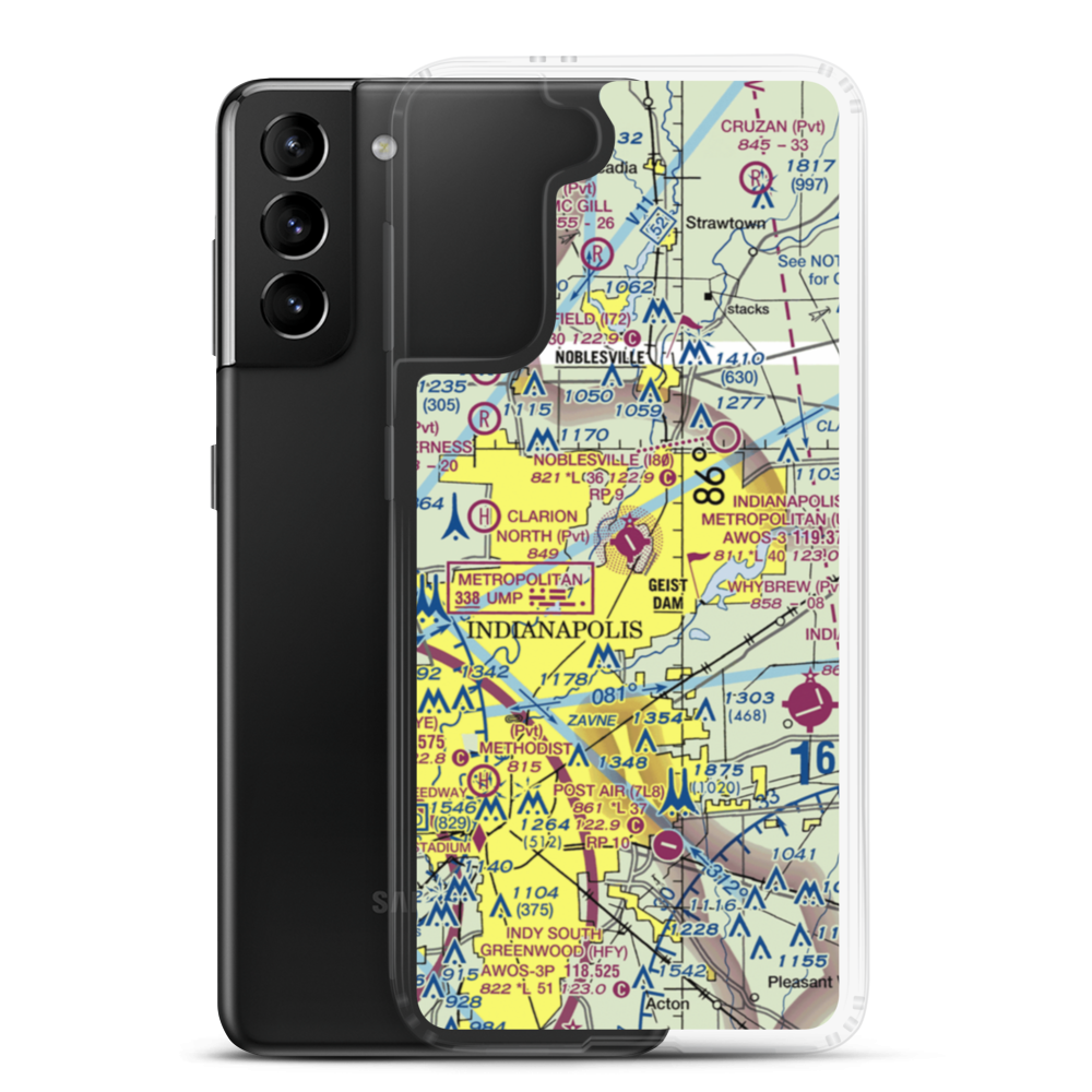 Indianapolis Metropolitan Airport (UMP) VFR Sectional Samsung Case Samsung Galaxy S21 Plus model shown