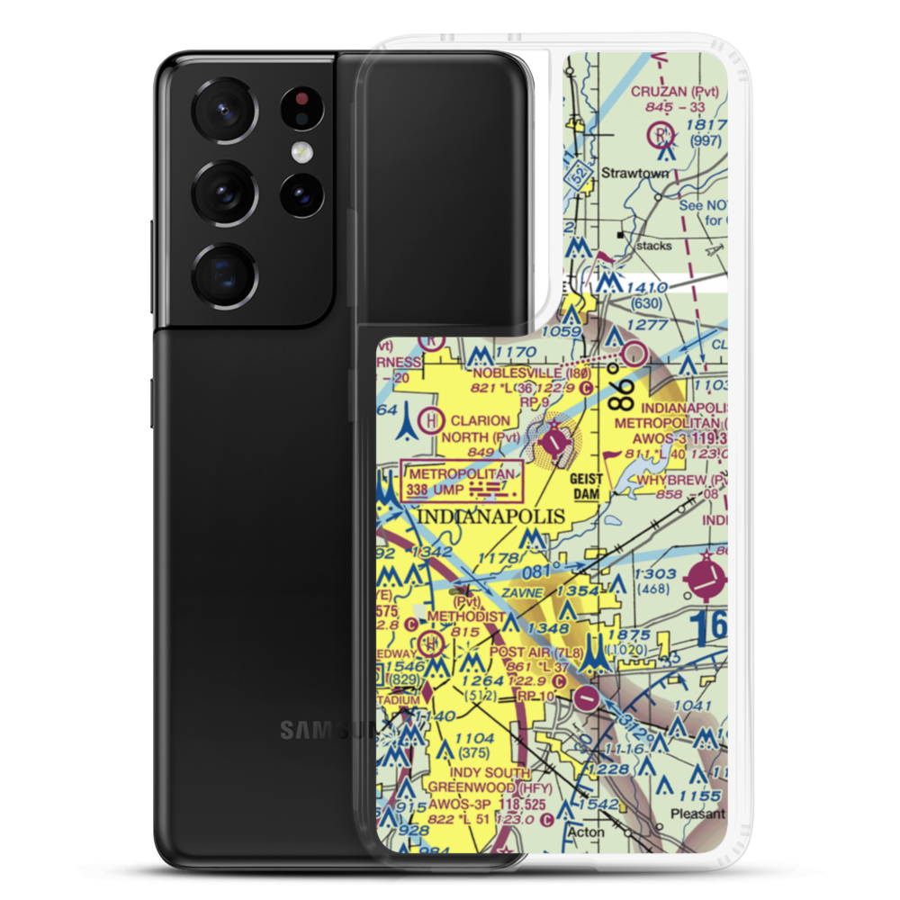 Indianapolis Metropolitan Airport (UMP) VFR Sectional Samsung Case Samsung Galaxy S21 Ultra model shown
