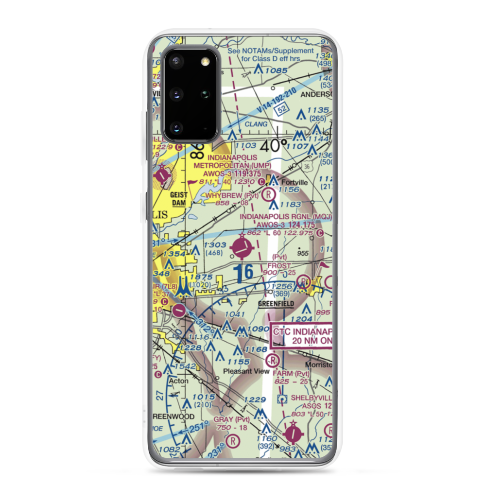 Indianapolis Regional Airport (MQJ) VFR Sectional Samsung Case Samsung Galaxy S20 Plus model shown