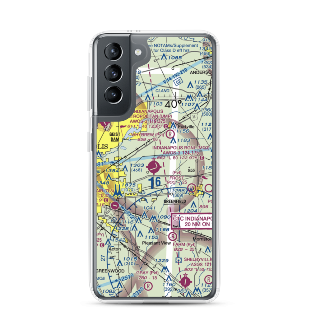 Indianapolis Regional Airport (MQJ) VFR Sectional Samsung Case Samsung Galaxy S21 model shown