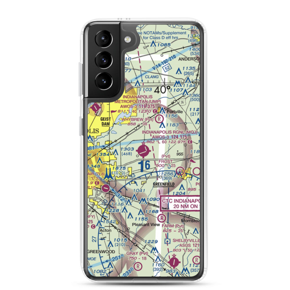 Indianapolis Regional Airport (MQJ) VFR Sectional Samsung Case Samsung Galaxy S21 Plus model shown