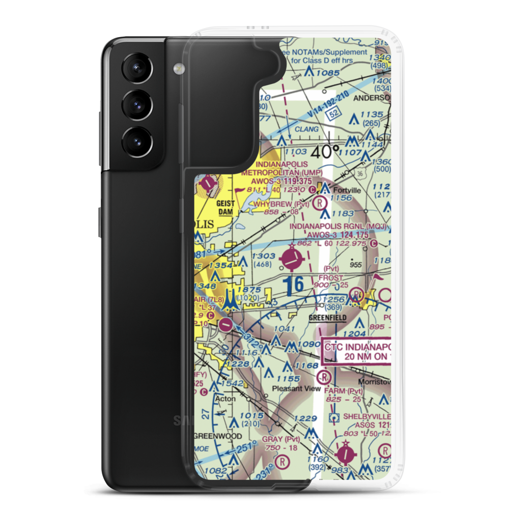 Indianapolis Regional Airport (MQJ) VFR Sectional Samsung Case Samsung Galaxy S21 Plus model shown