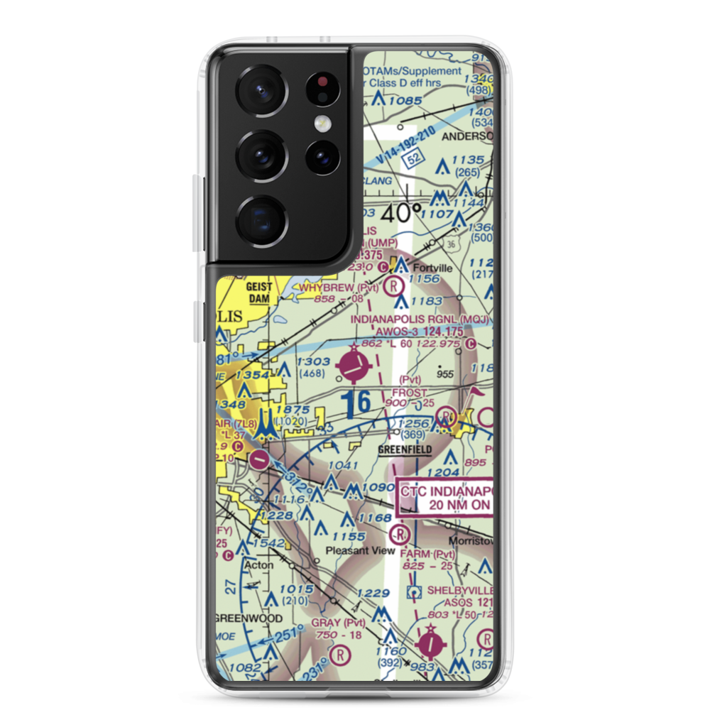 Indianapolis Regional Airport (MQJ) VFR Sectional Samsung Case Samsung Galaxy S21 Ultra model shown