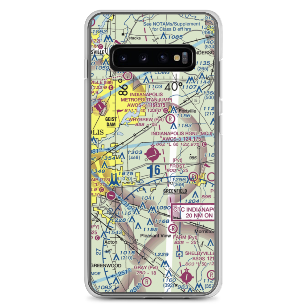 Indianapolis Regional Airport (MQJ) VFR Sectional Samsung Case Samsung Galaxy S10+ model shown