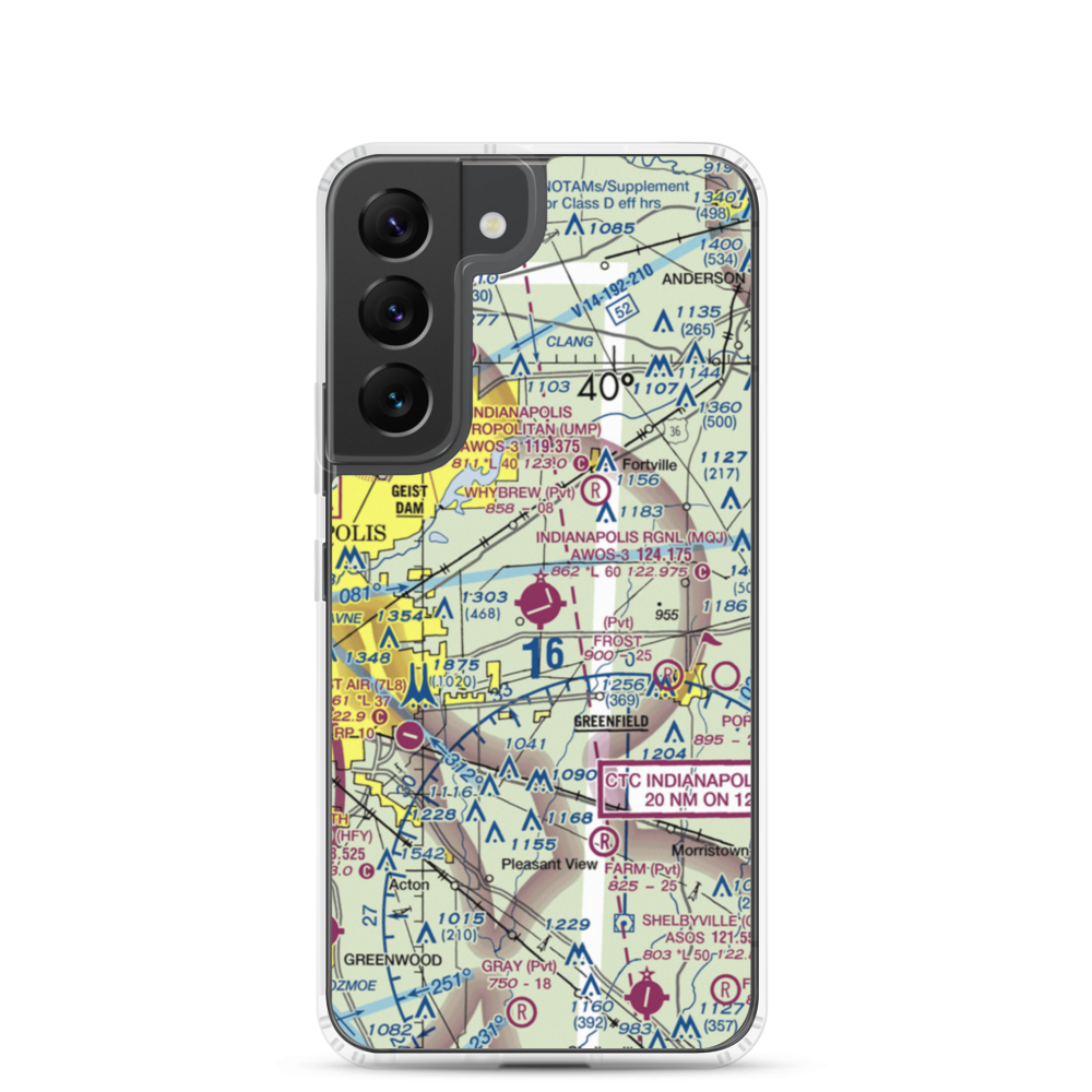 Indianapolis Regional Airport (MQJ) VFR Sectional Samsung Case Samsung Galaxy S22 model shown
